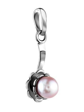 Cute Silver Pendant With Mauve Colored Cultured Pearl The Serene Collection, image , picture 3