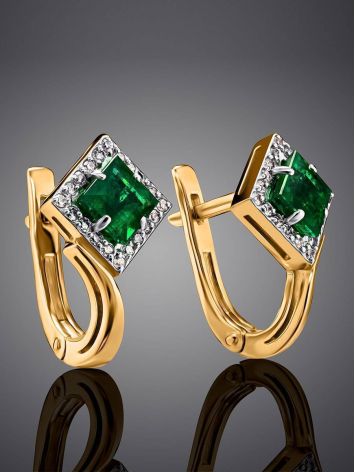 Emerald Golden Earrings With Diamonds The Oasis, image , picture 2