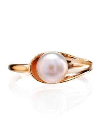 Gold-Plated Ring With Creamrose Cultured Pearl The Serene, Ring Size: 6.5 / 17, image , picture 3