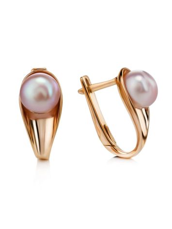 Gold-Plated Earrings With Creamrose Cultured Pearl The Serene, image 
