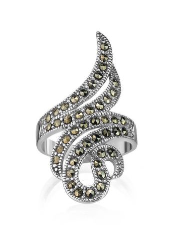 Snake Design Silver Ring With Marcasites The Lace, Ring Size: 8 / 18, image 