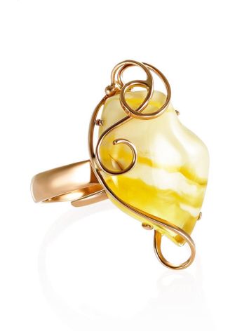 Handcrafted Amber Golden Ring The Rialto, Ring Size: Adjustable, image 