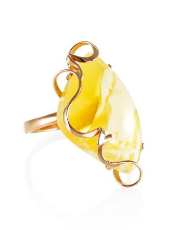 White Amber Golden Cocktail Ring The Rialto, Ring Size: Adjustable, image 