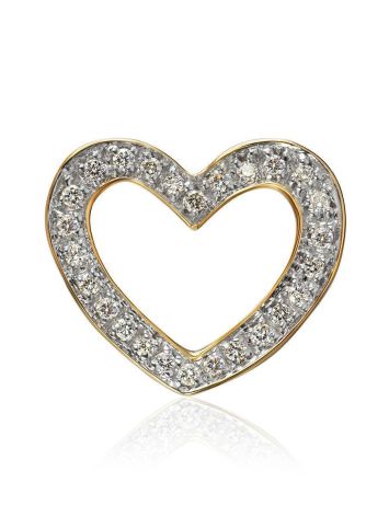 Golden Heart Shaped Pendant With White Diamonds, image 