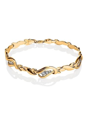 Golden Link Bracelet With Crystals, image 