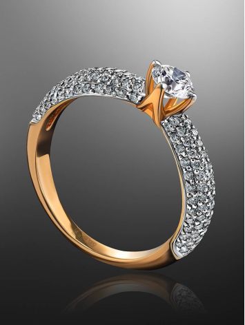 Golden Statement Ring With Diamonds, Ring Size: 6.5 / 17, image , picture 2