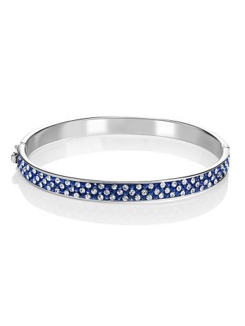 Silver Hinged Clasp Bracelet With Blue And White Crystals The Eclat, image , picture 3