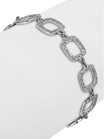 White Gold Crystal Link Bracelet With Crystals, image , picture 3