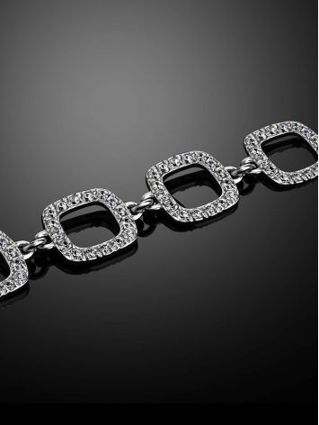 White Gold Crystal Link Bracelet With Crystals, image , picture 2