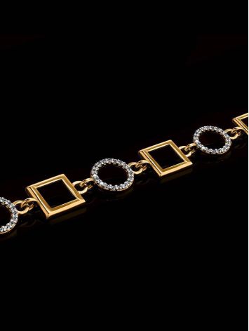 Geometric Golden Link Bracelet With Crystals, image , picture 2