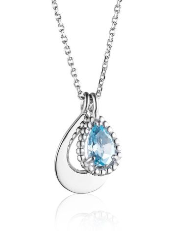 Silver Necklace With Synthetic Topaz Pendant, image 