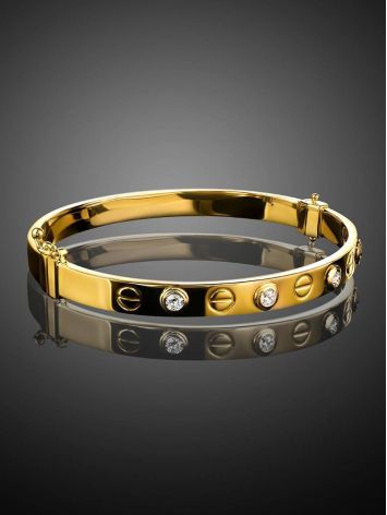 Designer Golden Bangle Bracelet With Crystals, image , picture 2