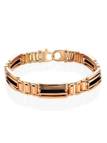 Golden Link Bracelet With Black Enamel, image 
