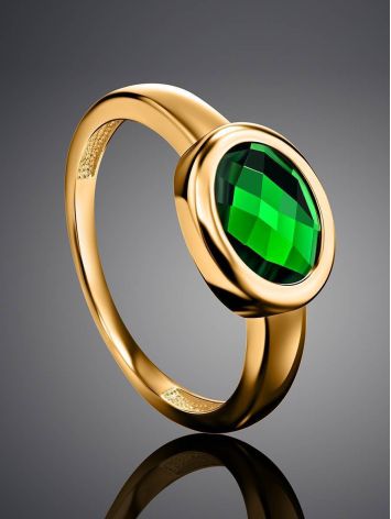 Classy Golden Ring With Green Crystal, Ring Size: 9 / 19, image , picture 2