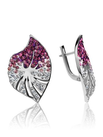 Silver Earrings With Multicolor Crystals The Jungle, image 