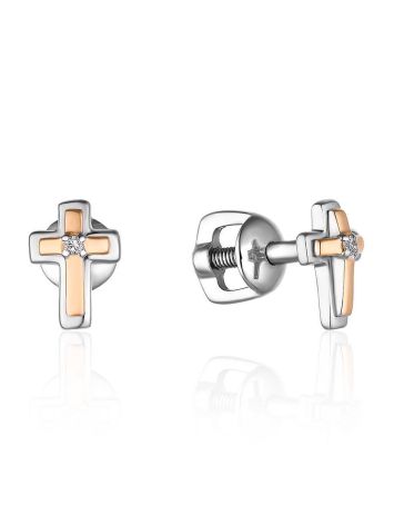 Silver Golden Studs With Diamonds The Diva, image 