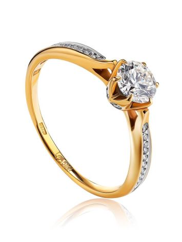 Vintage Style Golden Diamond Ring, Ring Size: 7 / 17.5, image 