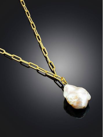 Designer Gold Plated Necklace With Baroque Pearl Pendant The Palazzo, Length: 40, image , picture 2