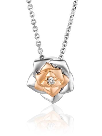 Cute Silver Necklace With Diamond And Gold Detail The Diva, image 