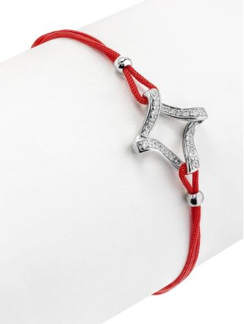 Red Friendship Lace Bracelet With Crystal Charm							, Length: 16, image , picture 3