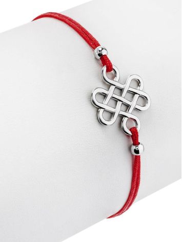 Red Lace Friendship Bracelet With Silver Charm								, image , picture 3
