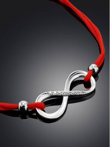 Red Lace Friendship Bracelet With Crystal Infinity Charm						, Length: 18, image , picture 2