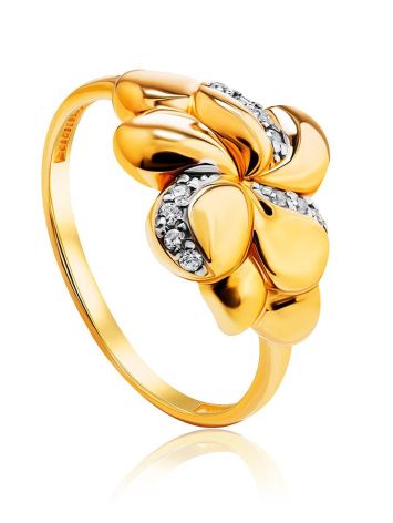 Charming Floral Ring With Crystals, Ring Size: 6 / 16.5, image 