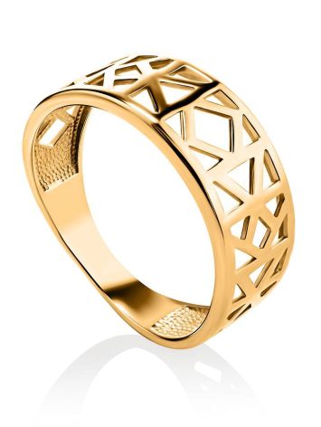 Geometric Gold Plated Ring, Ring Size: 6.5 / 17, image 