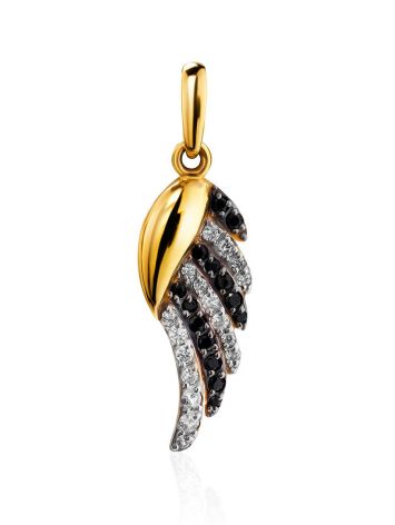 Gold Plated Pendant With Black And White Crystals, image 