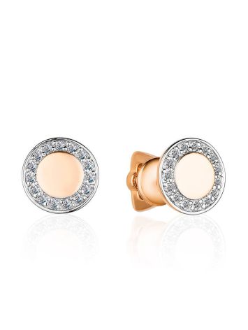 Round Diamond Stud Earrings In Gold, image 