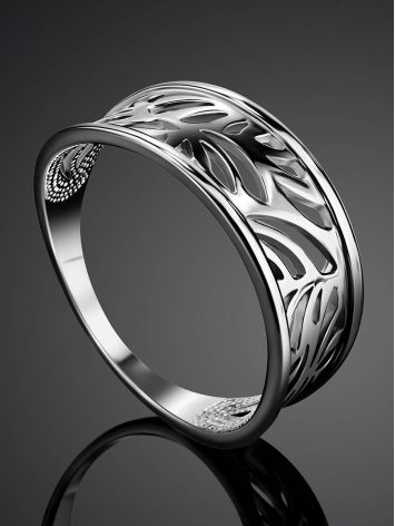 Silver Floral Band Ring The Sacral, Ring Size: 6.5 / 17, image , picture 2