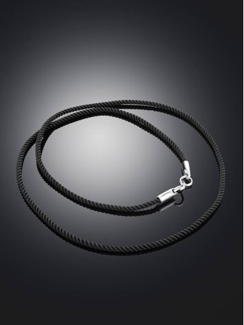 Black Textile Cord Necklace								, Length: 50, image , picture 2