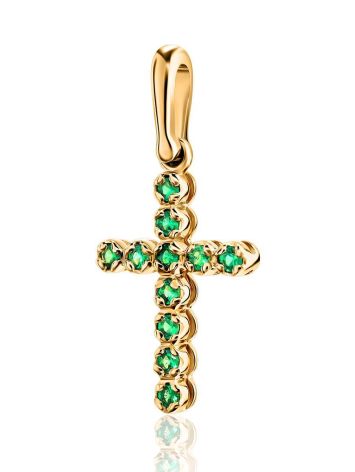 Wonderful Gold Emerald Cross Pendant, image 