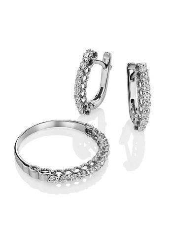 Stylish White Gold Diamond Earrings, image , picture 3