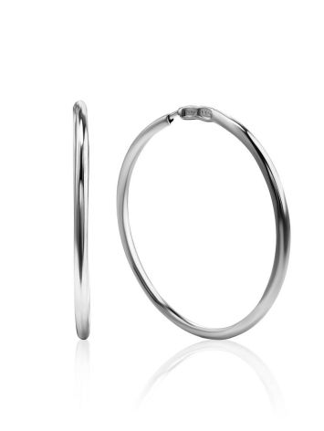 Sleek Sterling Silver Hoop Earrings, image 