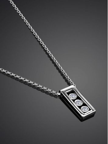 White Gold Necklace With Geometric Diamond Pendant, image , picture 2