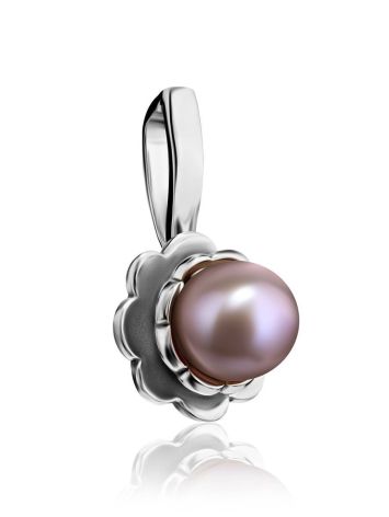 Adorable Silver Pendant With Mauve Colored Pearl, image , picture 3