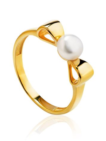 Classy Gold Plated Pearl Ring, Ring Size: 5.5 / 16, image 