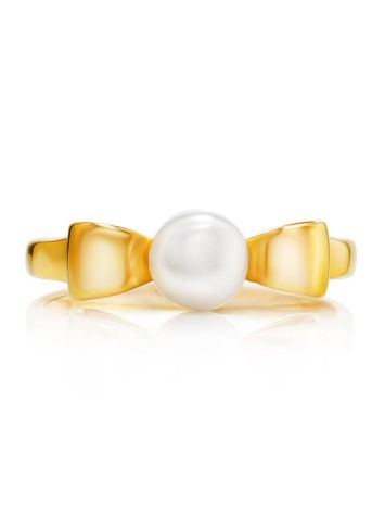 Classy Gold Plated Pearl Ring, Ring Size: 6 / 16.5, image , picture 3