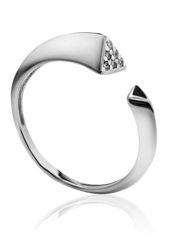 Bold Silver Adjustable Ring With Crystals, Ring Size: 6.5 / 17, image 