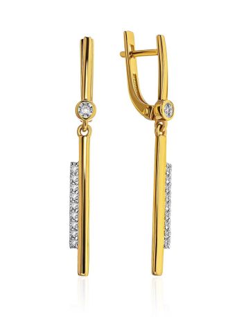 Fabulous Gold Plated Silver Dangle Earrings, image 