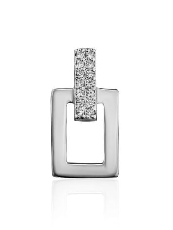 Geometric Silver Pendant With Crystals The Astro, image 