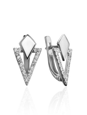 Triangle Silver Crystal Earrings The Astro, image 