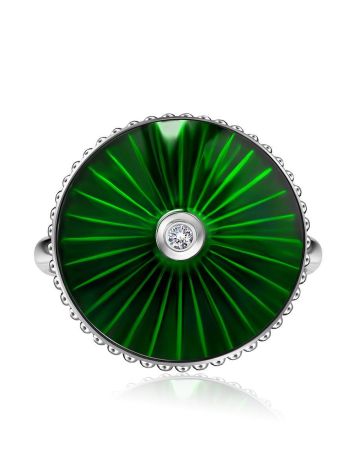 Green Enamel Diamond Ring The Heritage, Ring Size: 5.5 / 16, image , picture 3