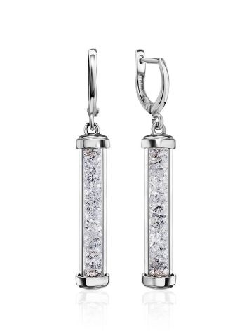 Silver Bar Dangles With Crystals The Ice, image 