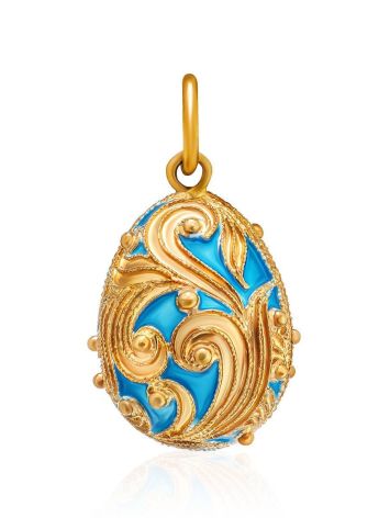 Ornate Gold Plated Silver Egg Shaped Pendant With Enamel The Romanov, image 