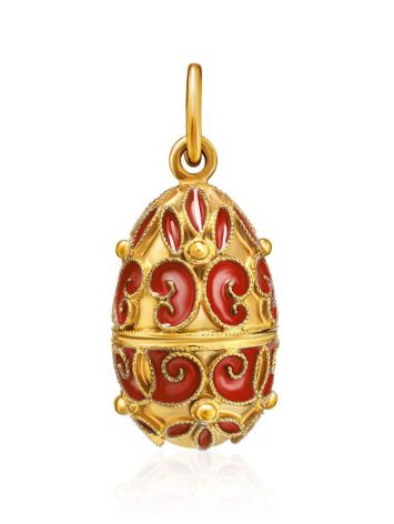 Filigree Handcrafted Egg Shaped Pendant With Red Enamel The Romanov, image 