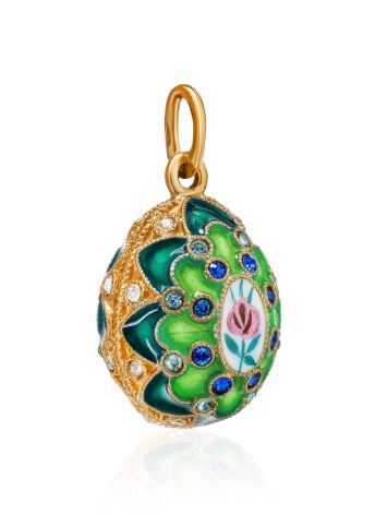 Green Enamel Egg Shaped Pendant With Crystals The Romanov, image , picture 3