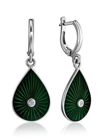 Silver Drop Earrings With Enamel And Diamonds The Heritage, image 