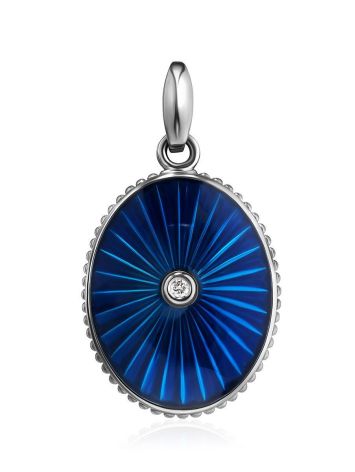 Blue Enamel Oval Pendant With Diamond The Heritage, image 